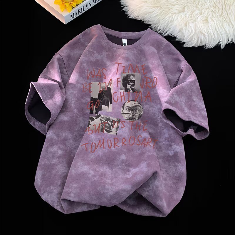 Short Sleeve T-Shirt Tie-Dye Oversized Trendy Couple Round Neck Loose Top