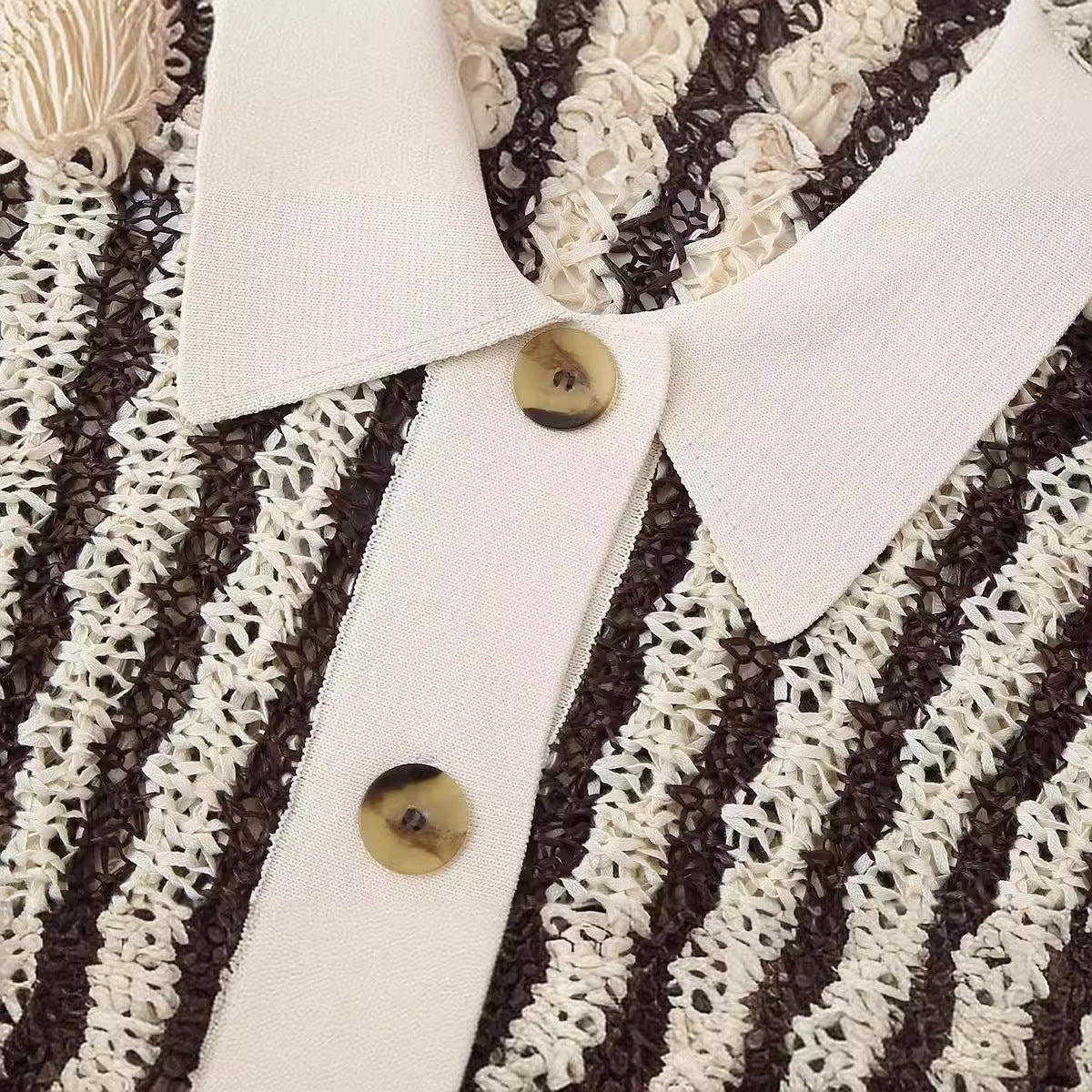 Temperament collar, short collar, striped pullover, versatile knit sweater for women