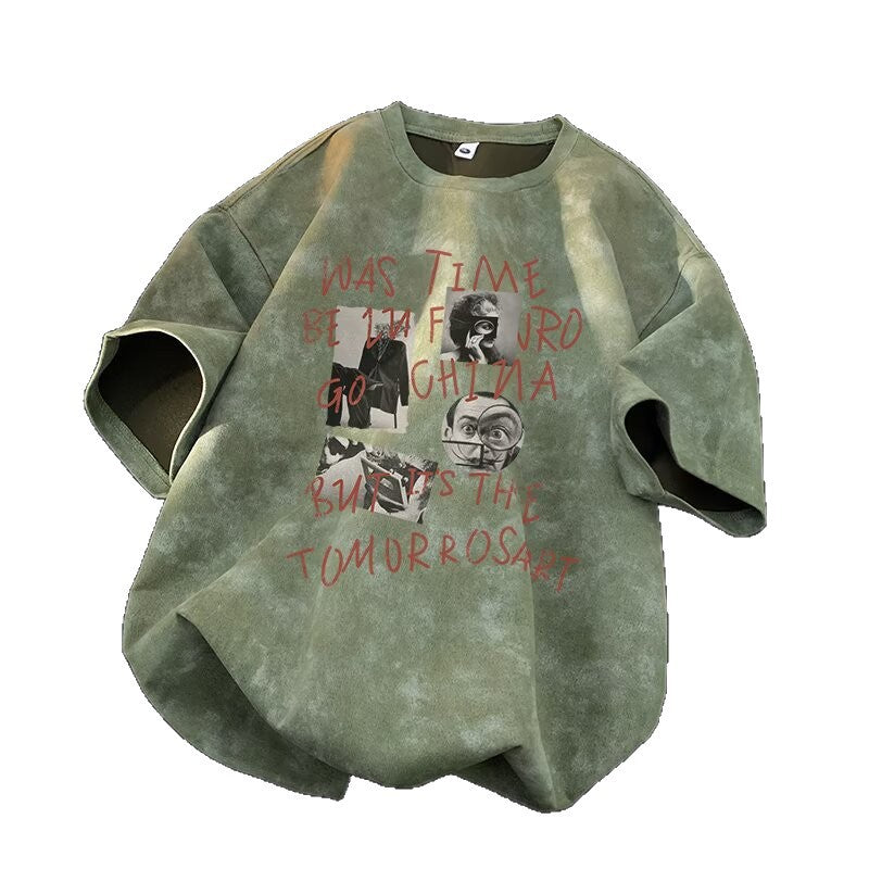 Short Sleeve T-Shirt Tie-Dye Oversized Trendy Couple Round Neck Loose Top
