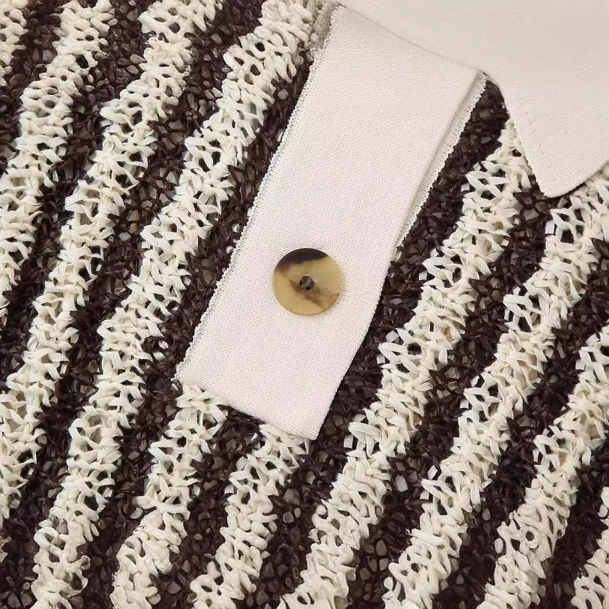 Temperament collar, short collar, striped pullover, versatile knit sweater for women