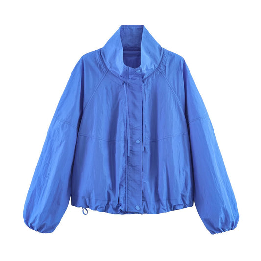 Casual versatile pleated nylon jacket