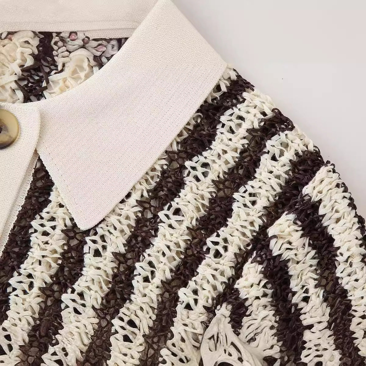 Temperament collar, short collar, striped pullover, versatile knit sweater for women