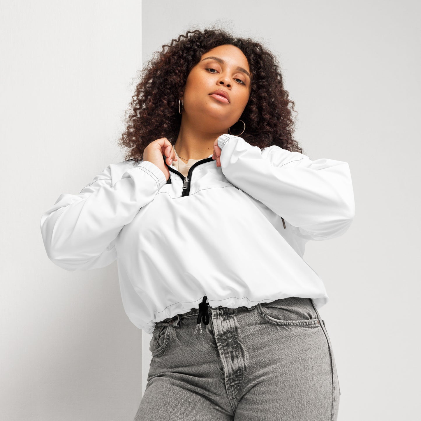 Women's cropped windbreaker față