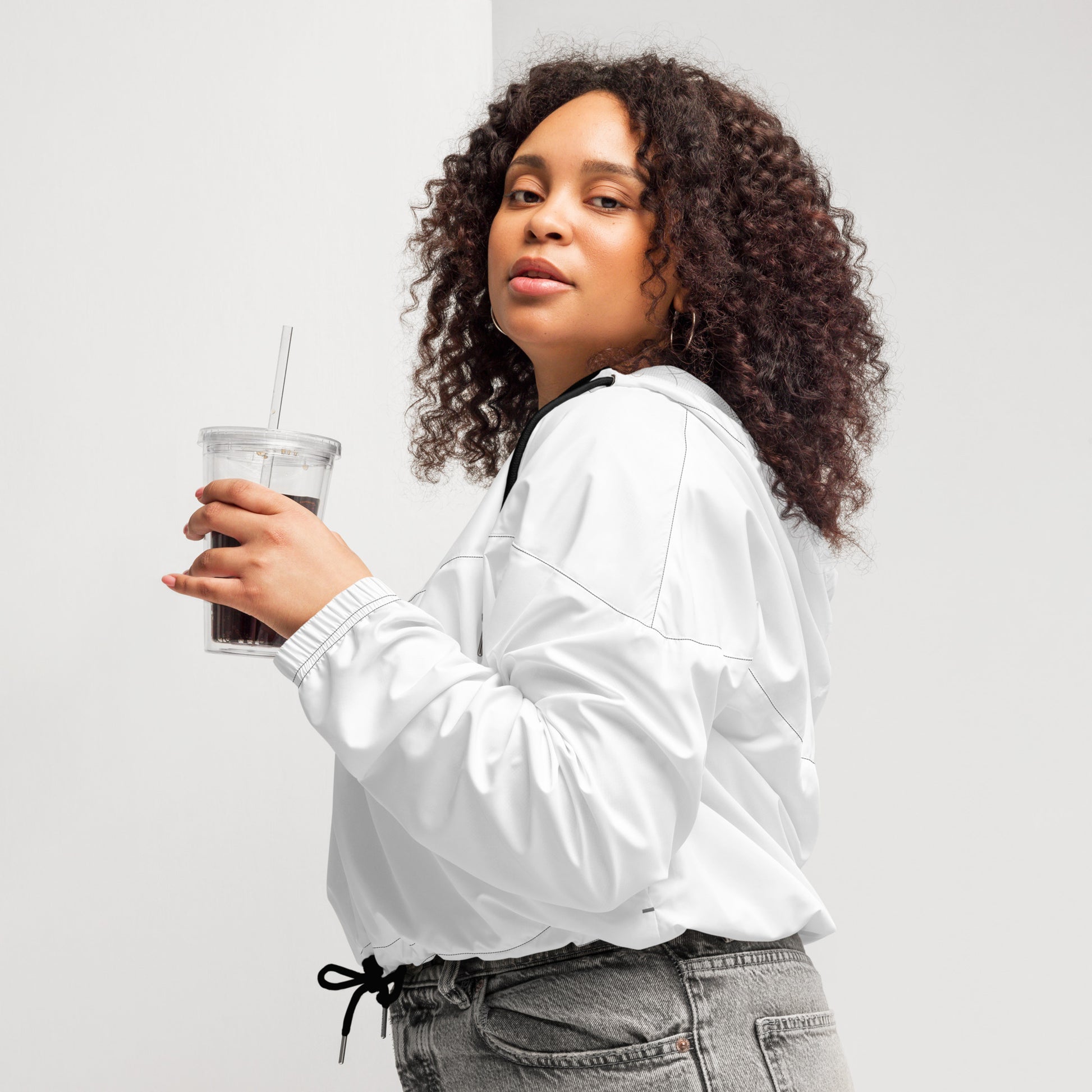 Women's cropped windbreaker lateral stanga