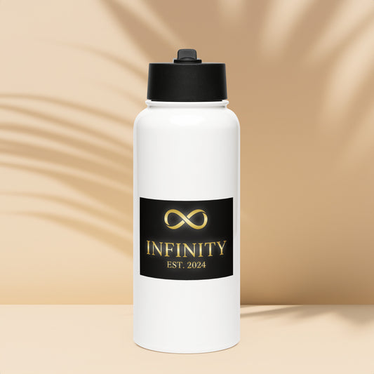 Stainless steel water bottle with față