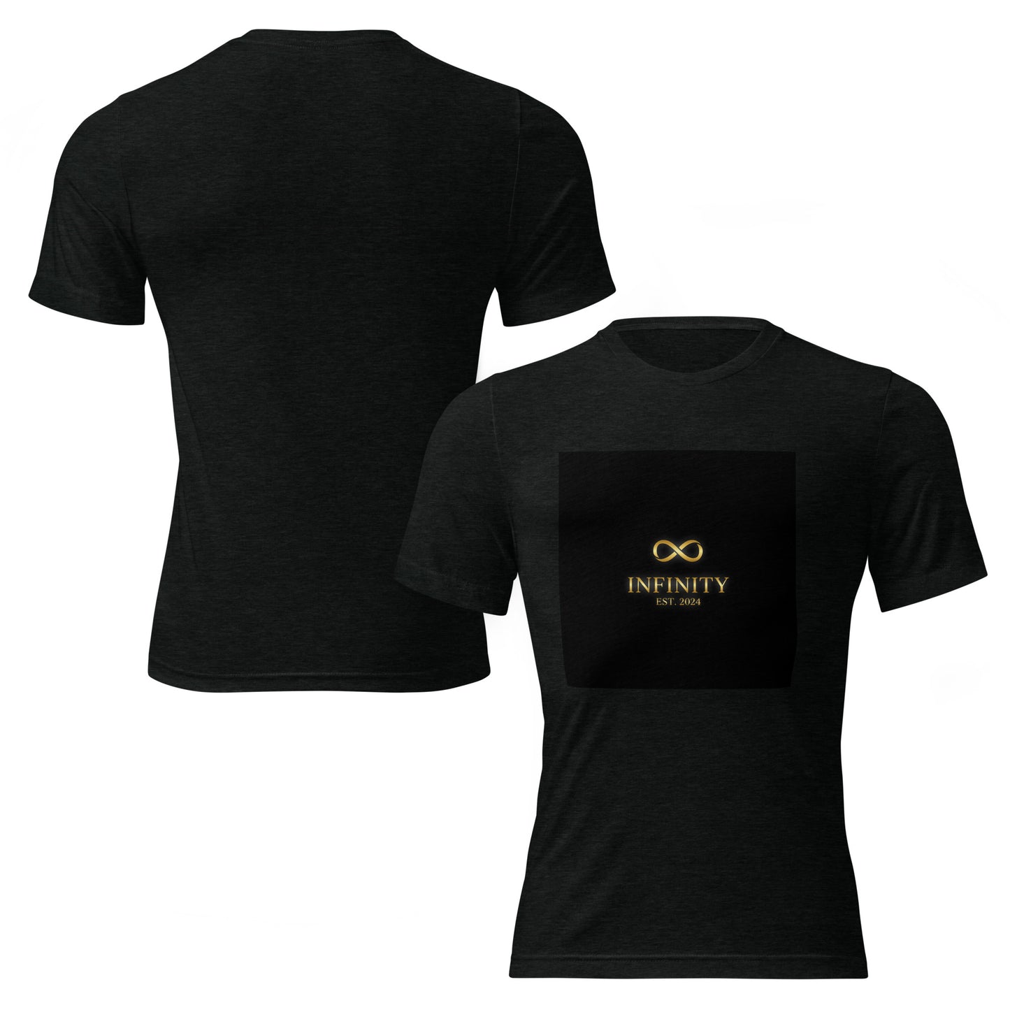 Infinity ∞ Classic Tee — side view, solid black