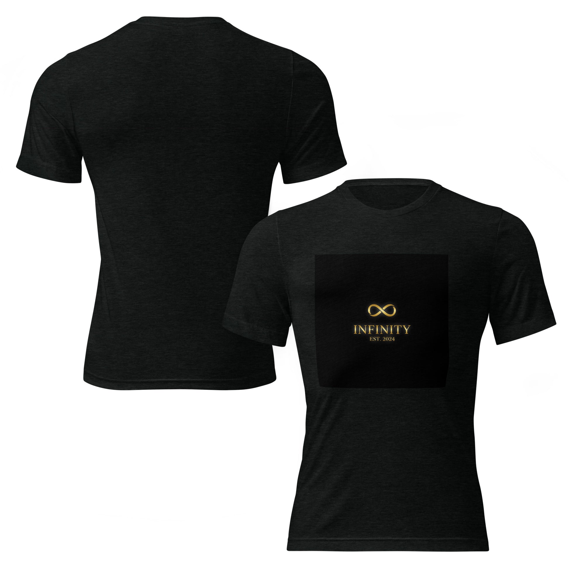 Infinity ∞ Classic Tee — side view, solid black